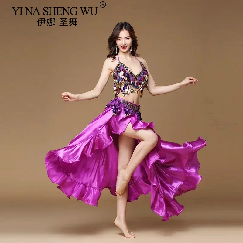 

Новая полуюбка для танца живота, индийский танец, сексуальное модное одностороннее длинное платье с разрезом по нижней части тела, вечернее платье, платье для выступлений