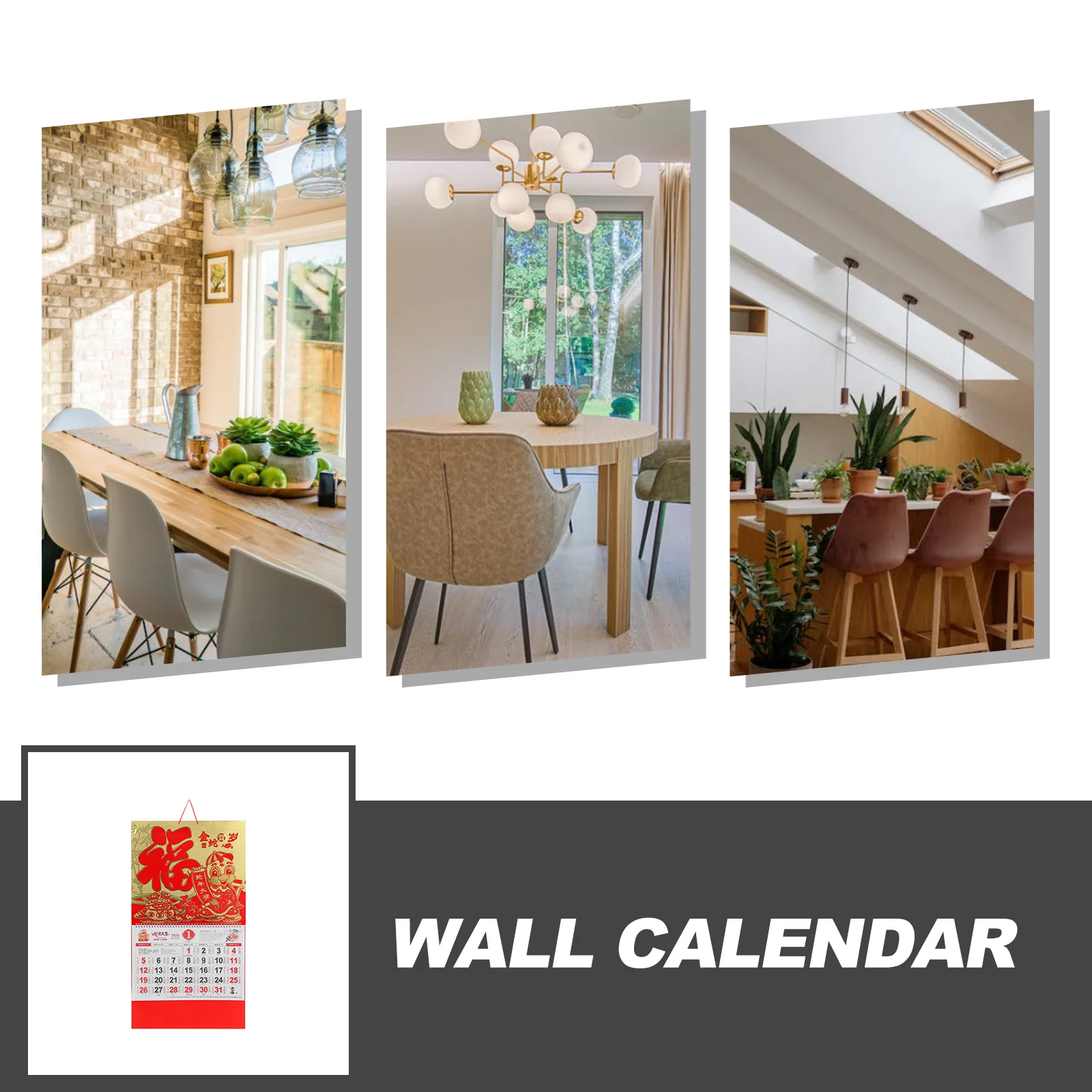 Gold Snake New Year Hanging Calendar 2025 Chinese Traditional Lunar Wall Calendar For Home Monthly Planner Paper Decor Printing