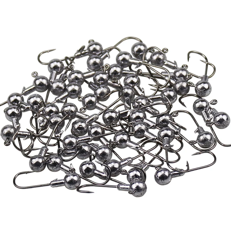 50Pcs Lead Jig Heads Fishing Hooks 1/32 1/16 1/8 oz Crappie Bass Fishing Lures Accessories For Fishing Crappie Jig Heads