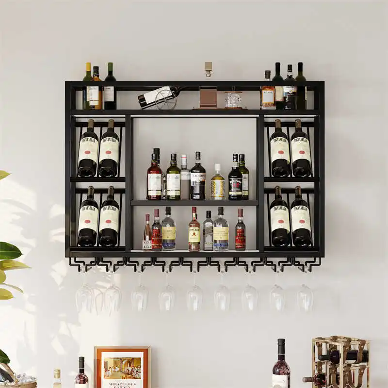 Bar  Wall Hanging Wine Rack Bar Counter Wine Display Cabinet Kitchen Shelf Display Shelf Bookshelf  Cabinet