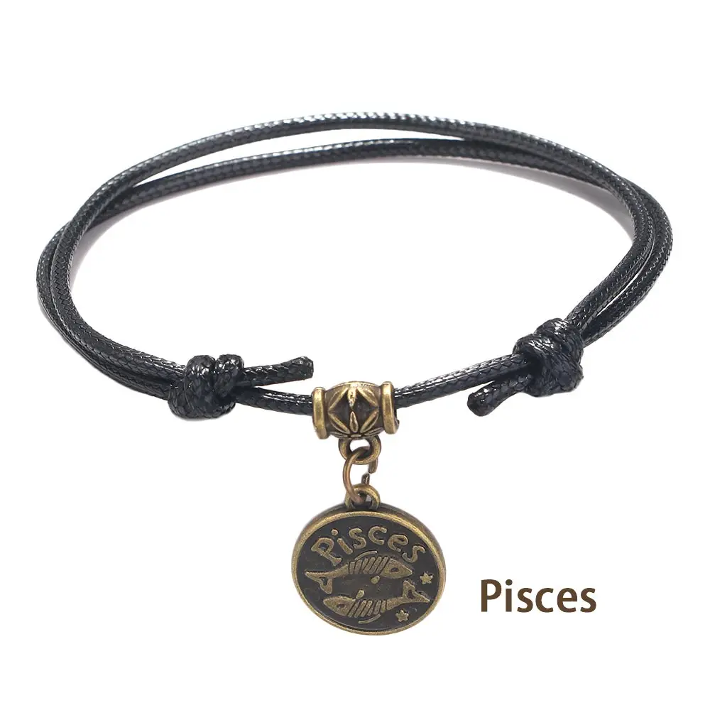Beach Ankle Chain Black Rope Barefoot Personality Sandal Foot Jewelry Foot Chain Anklet 12 Constellations