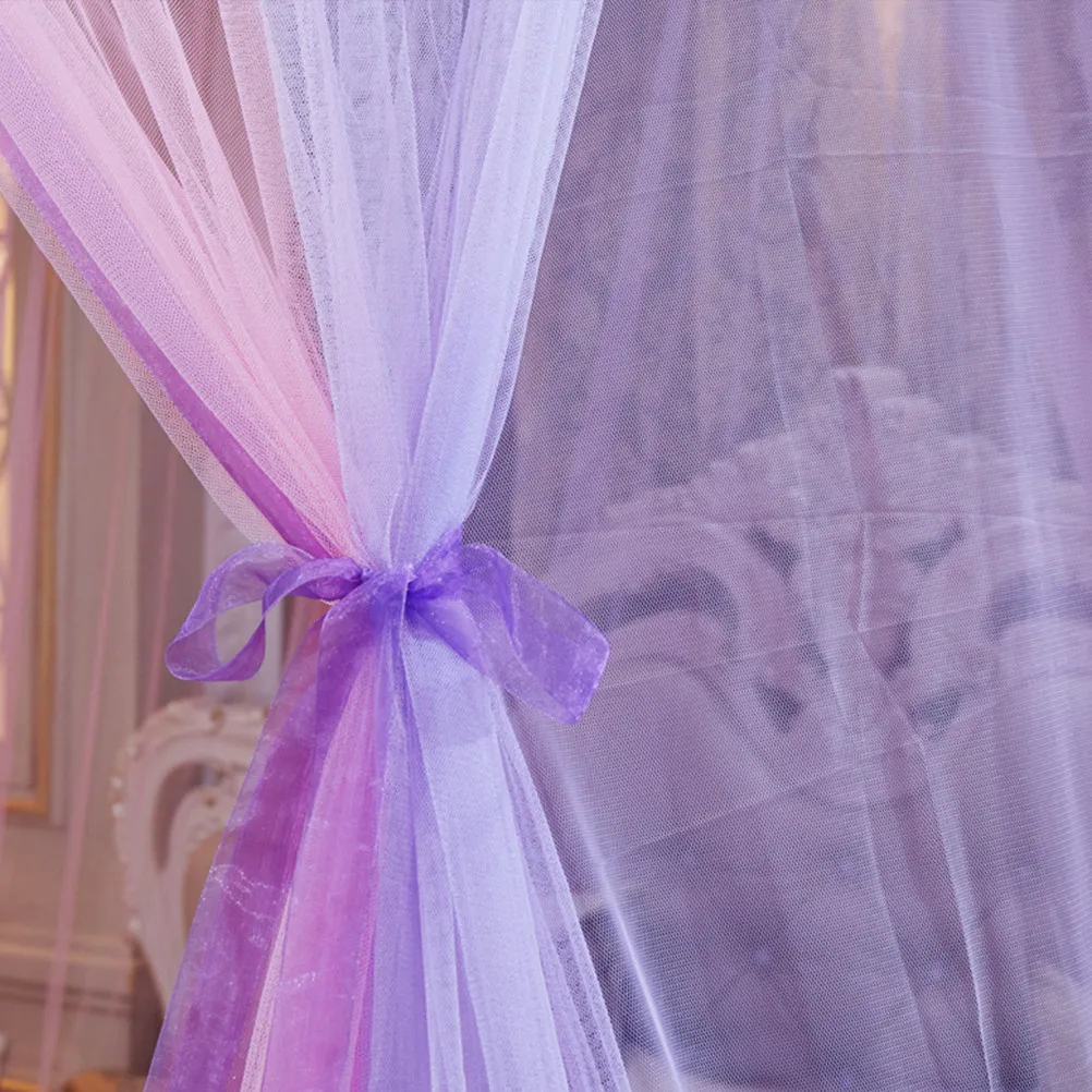 1Pcs Round Dome Mosquito Net Bed Canopy Elegant Lace Edge Soft Skin-Friendly Polyester Airy Insect Barrier Fairyland Bedroom