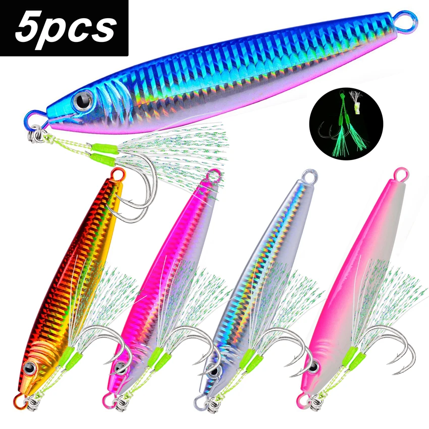 

5 шт. качественные металлические рыболовные приманки S-образной формы, 60 г-250 г, быстро тонущая рыболовная приманка с двойным крючком, приманка для глубоководной рыбалки