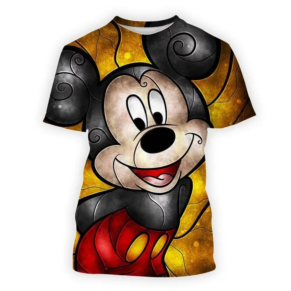 MINISO Disney Classic Mickey Mouse Print TShirt For Women Cartoon Unisex Tshirt Anime T-shirt Kids Casual Tops 2024 New Clothing