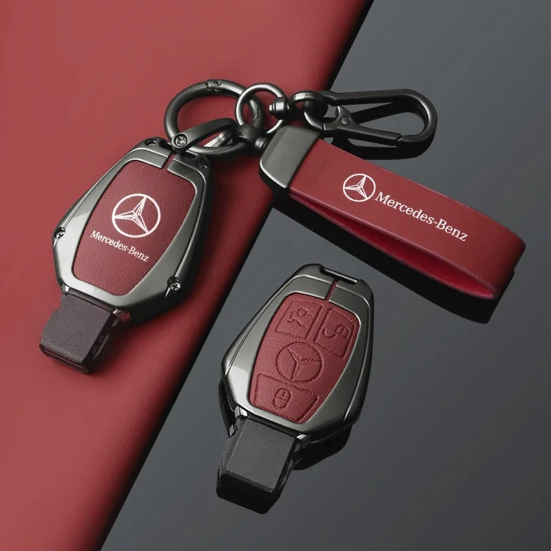 Leather Car Key Case Cover Shell Protector For Mercedes Benz A B C E Class GLS GLA GLK GLC CLS CLA AMG W204 W205 W212 W463 W176