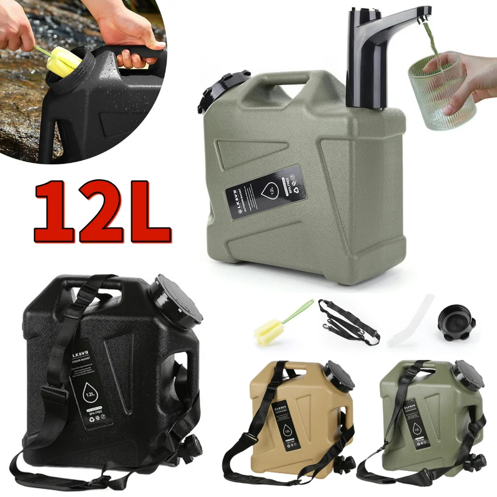 

12L Water Container No Leakage Emergency Water Tank with Spigot BPA Free Camping Water Jug for Camping Hiking Emergency