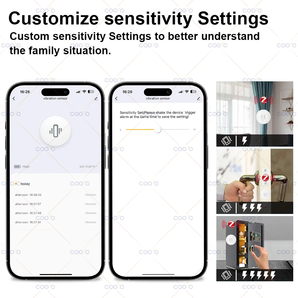 ZigBee Tuya Smart Vibration Sensor Real Time Monitoring Door Window Detection Alarm Smart Home Security Protection System