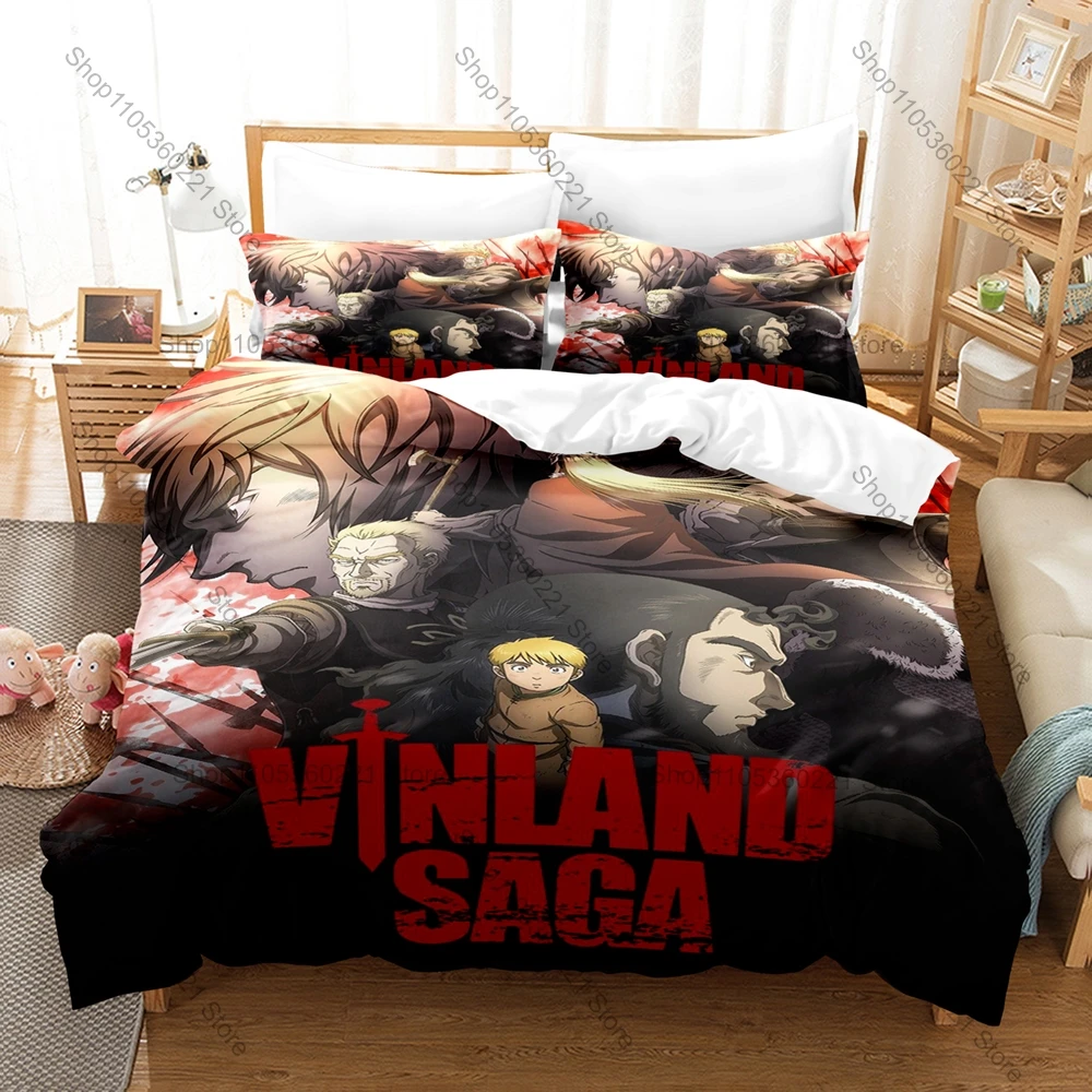 Classic Manga VINLAND SAGA Bedding Set 3Pcs Warrior Pattern Comfortable Bed Linen for Home