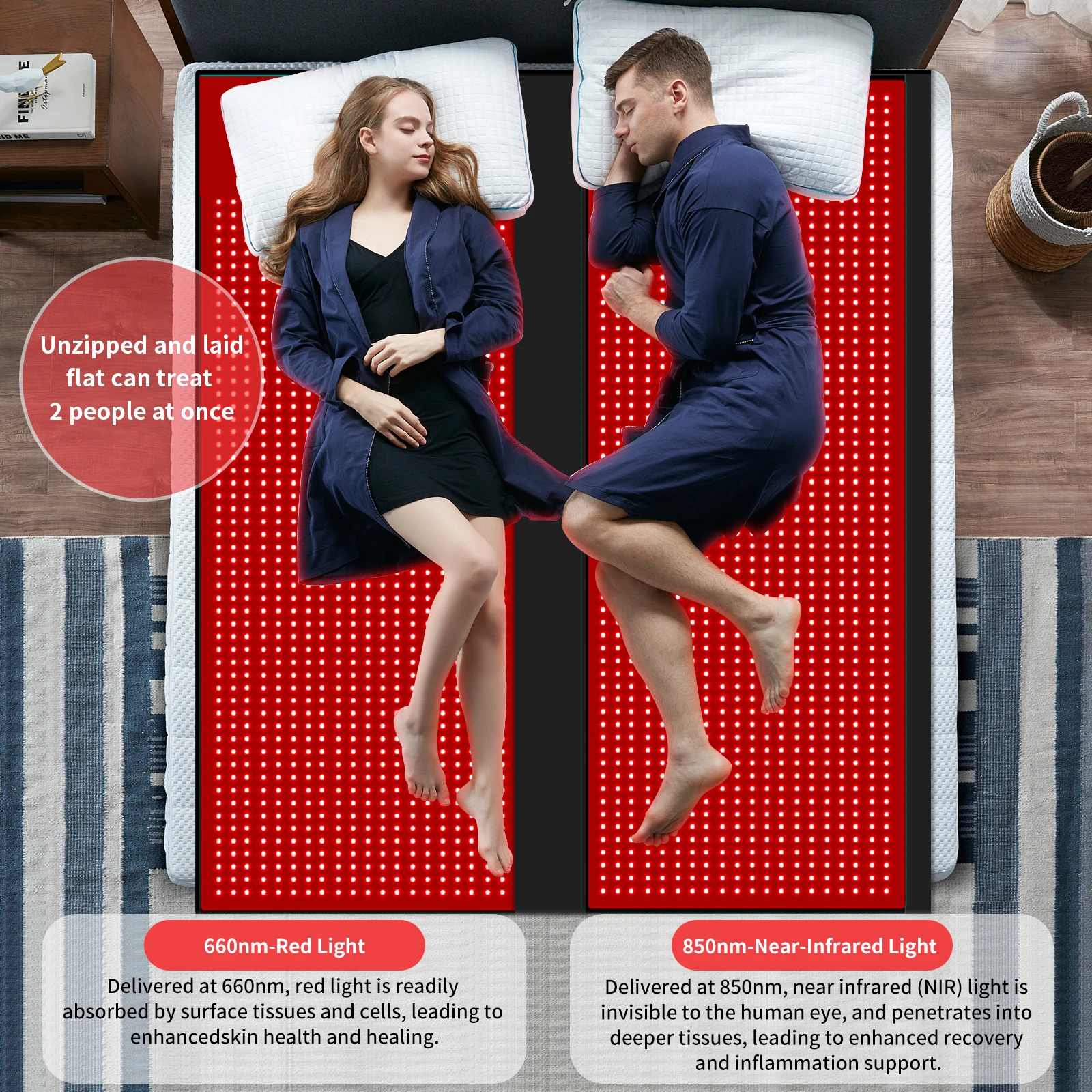 Full Body Red Light Sleeping Bag 660nm 850nm 2520LEDs 270W Pulse Dimming Timer