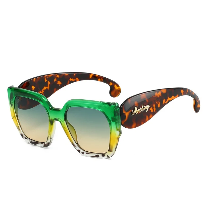 

New Retro Leopard Gradient Square Women Sunglasses Y2K Personalized Brand Frame Design Versatile Trendy Men Casual Glasses UV400