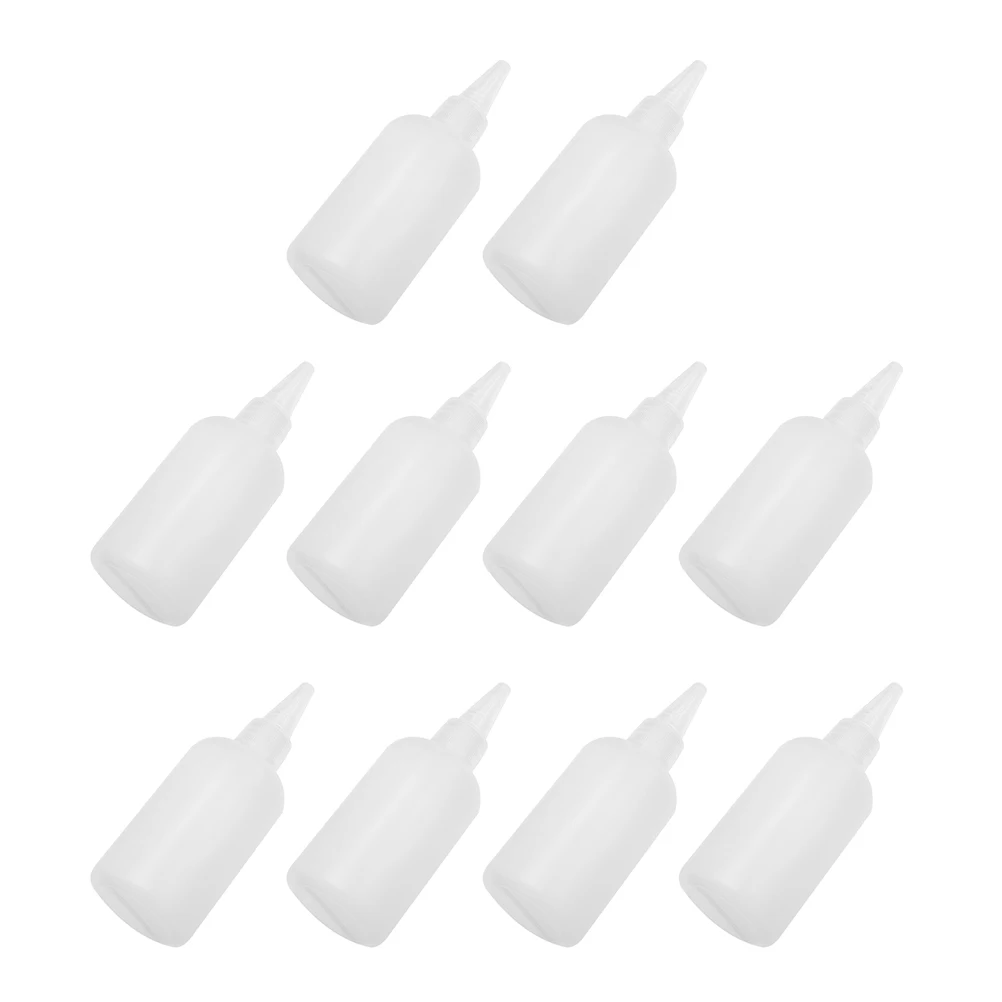 20 Pcs Squeeze Bottles Bottled Refillable Leak Proof with Nozzles Mini Small Compressed Empty for Liquid White Spout Man