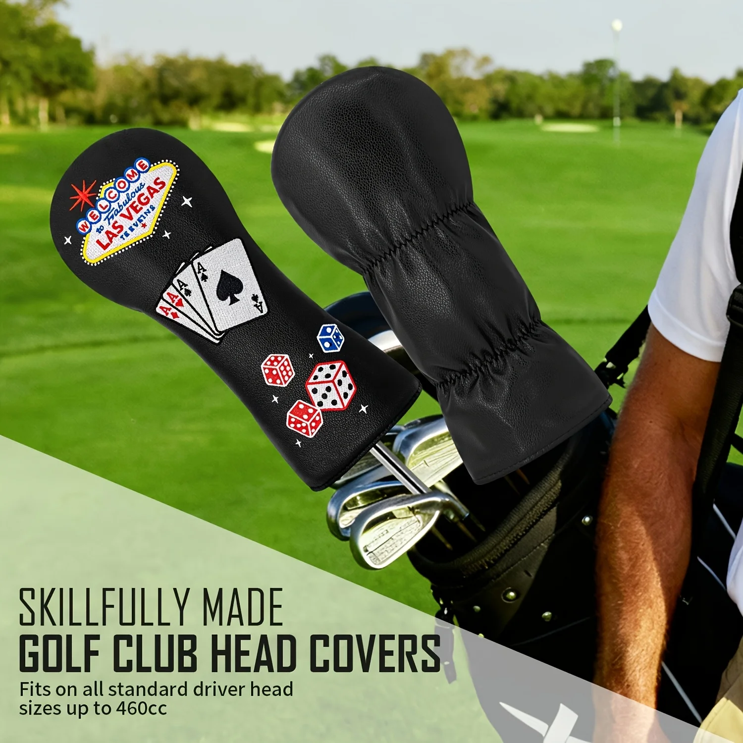 1pc/4pcs Golf Head Covers Compatible for Driver, Fairway Wood & Hybrid - of Spades, Clubs, Hearts, Diamonds Design image 4