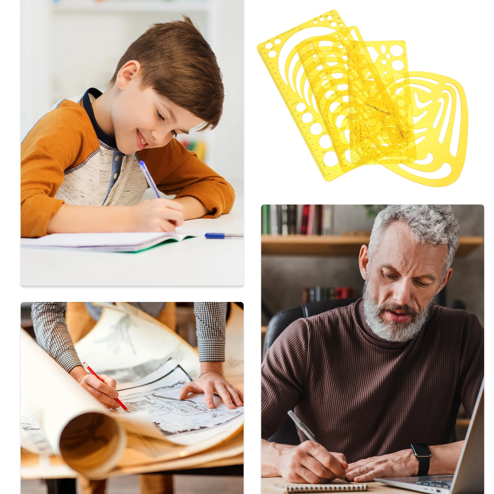 مجموعة مسطرة منحنية مكونة من 4 قطع قوالب هندسية برتقالية شفافة لرسم صياغة تصميم العمارة قياس مكتب المدرسة