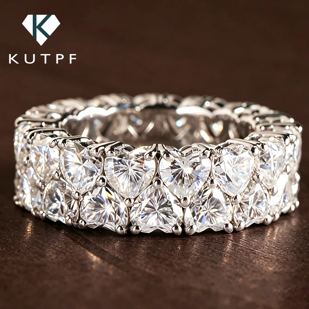 

Original 3mm Double Row Full Moissanite Diamond Eternity Band for Women 925 Sterling Silver Stackable Wedding Rings Fine Jewelry
