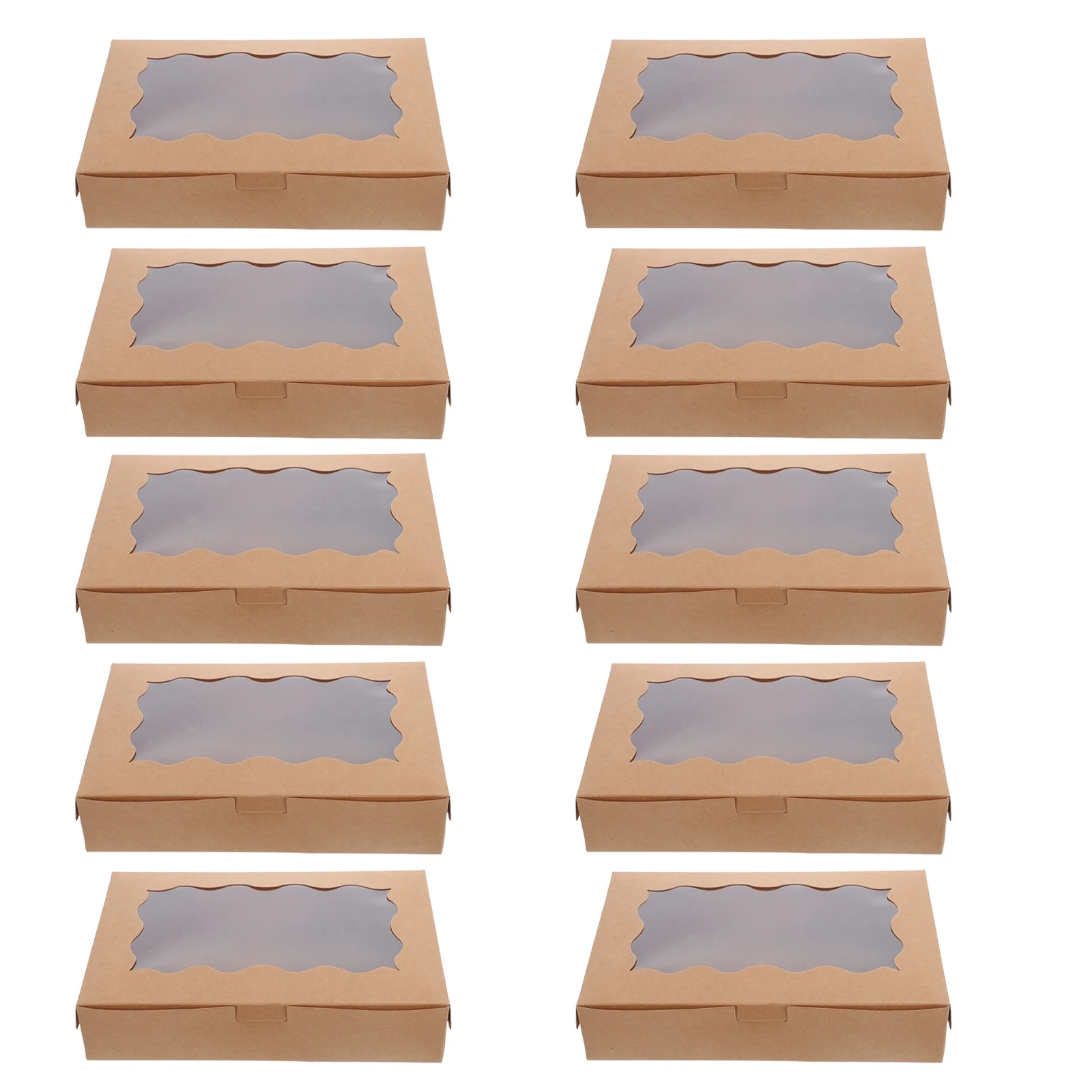 Cajas de papel Kraft para repostería, 50 Uds., ventana transparente, embalaje de postre para panadería, galletas, macarrones de Chocolate, Muffins, Donut, Mini pastel