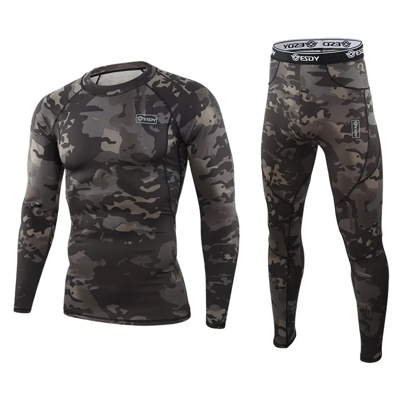 

Thermal Underwear Men Winter Fleece Warm Tights Compression Quick Drying Thermo Lingerie Set Long Johns Man Camouflage Clothing