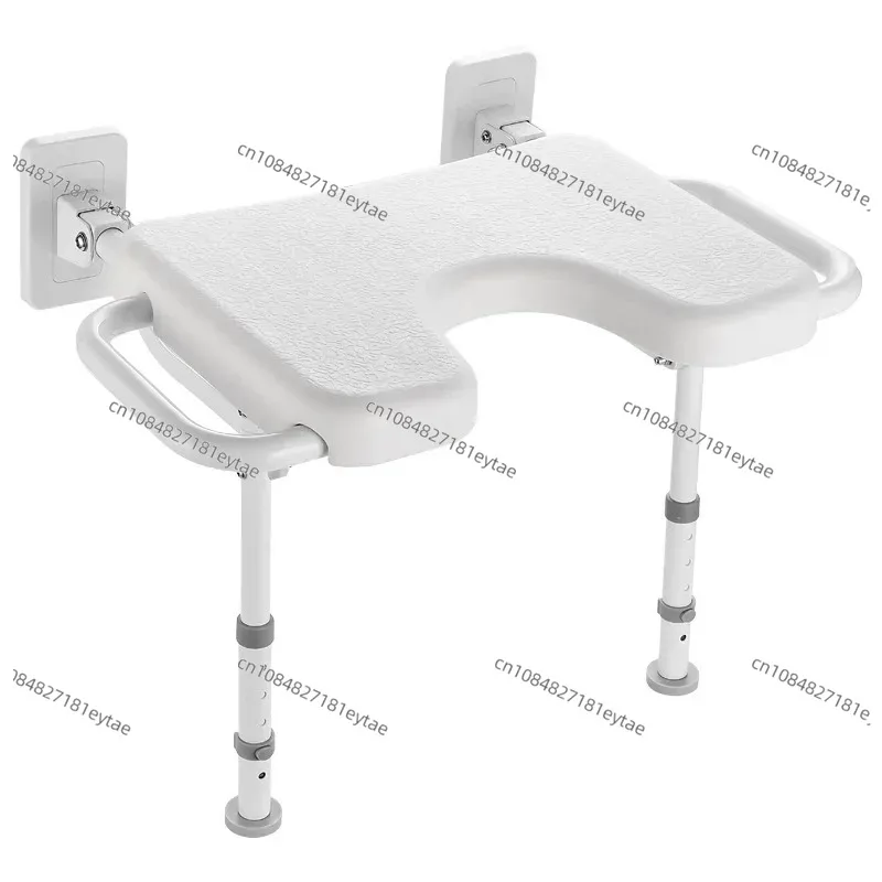 Bathroom Bath Stool for Elderly Pregnant Women, Folding Double Armrest Non-Slip Toilet Seat