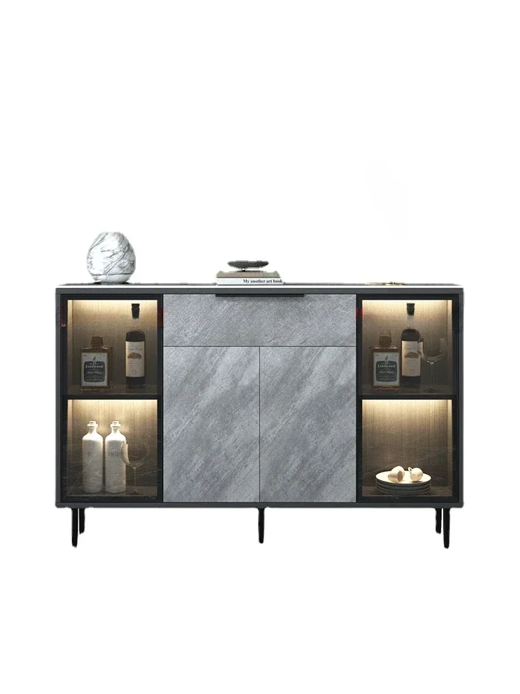 

Simple and Light Luxury Stone Plate Ultra-Thin Sideboard Narrow Solid Wood Wine Cabinet Living Room Wall Locker