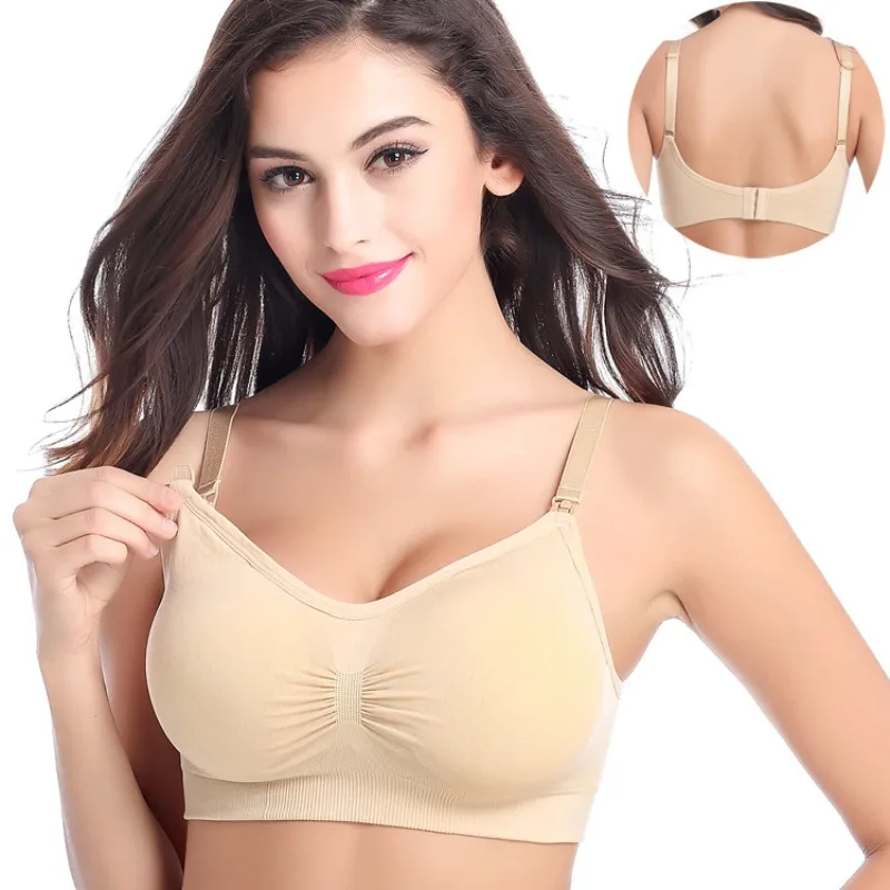Maternity Nursing Bra Front Open Button No Underwire Push Up Anti Sagging Breastfeeding Bra With Removable Pads Pregnant Women