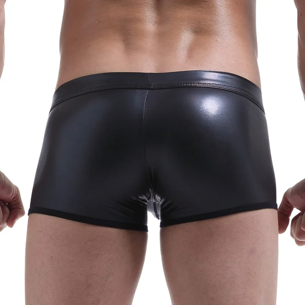 العلامة التجارية الجديدة الملابس الداخلية ارتداءها 1 قطعة عطلة الخريف WetLook سراويل داخلية للرجال الشتاء عادية فو الجلود جودة عالية #2