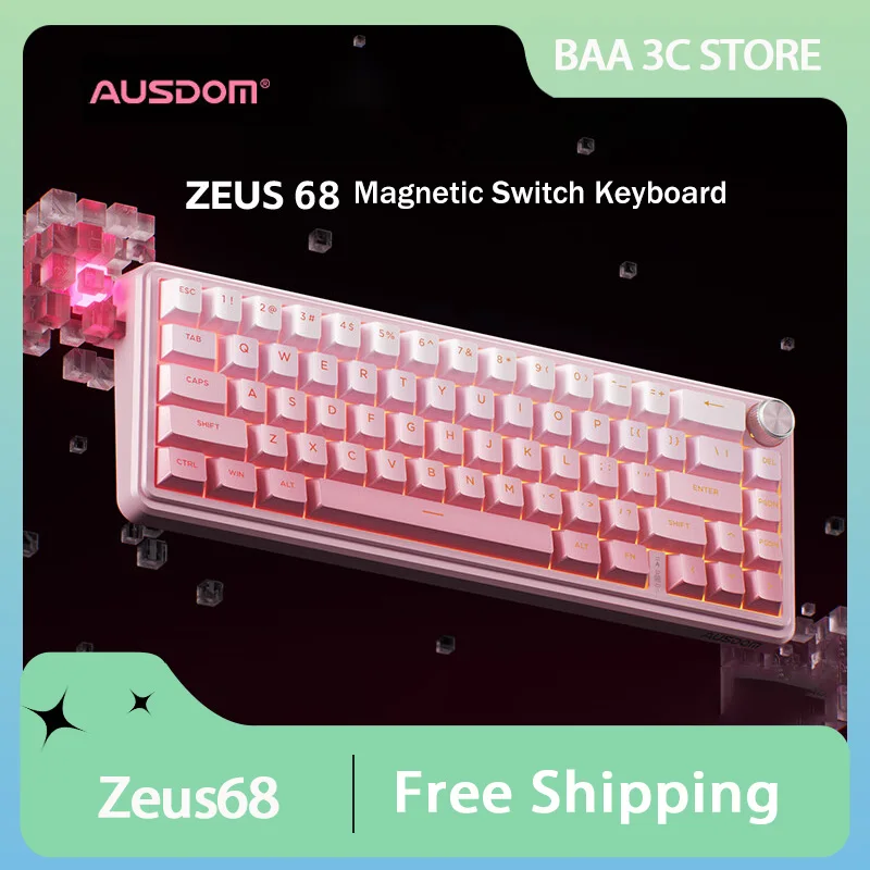 

Ausdom Zeus68 Magnetic Switch Keyboard Wired with Knob RT0.005mm 8KHZ Polling Rate HIFI Low Latency Customized Gaming Keyboard