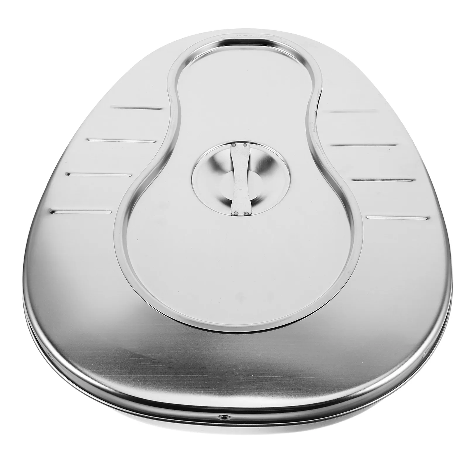 

Stainless Steel Bedpan Large Capacity Lid Portable Bedside Commode Toilet for Elderly Bedridden Patients Home Hospital Use