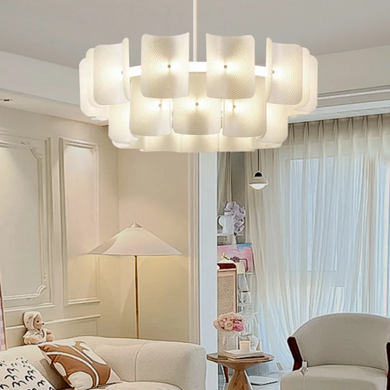 

Wabi silent wind living room chandelier French cream light luxury 2023 new atmospheric dining room bedroom model room