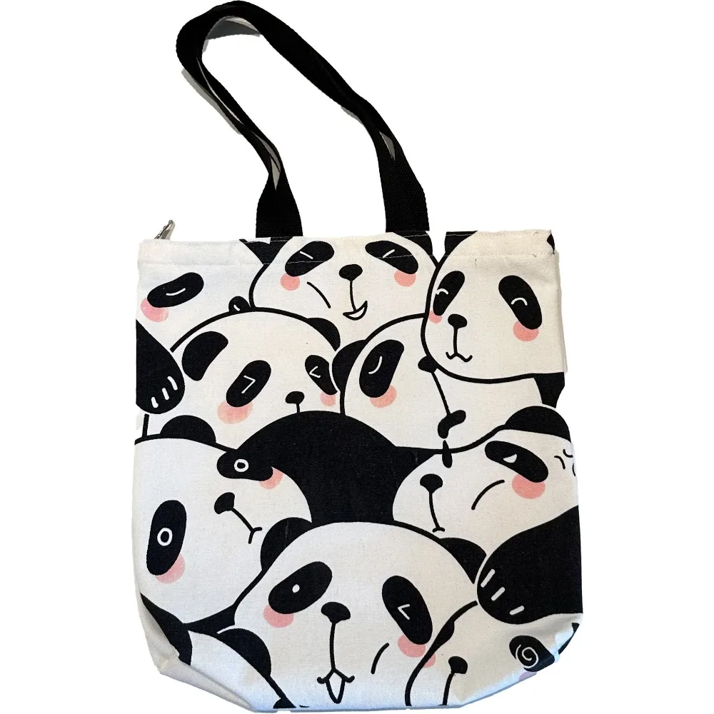 Original Design Panda Large Capacity Shoulder Canvas Bag Female Student Handbag Bag New