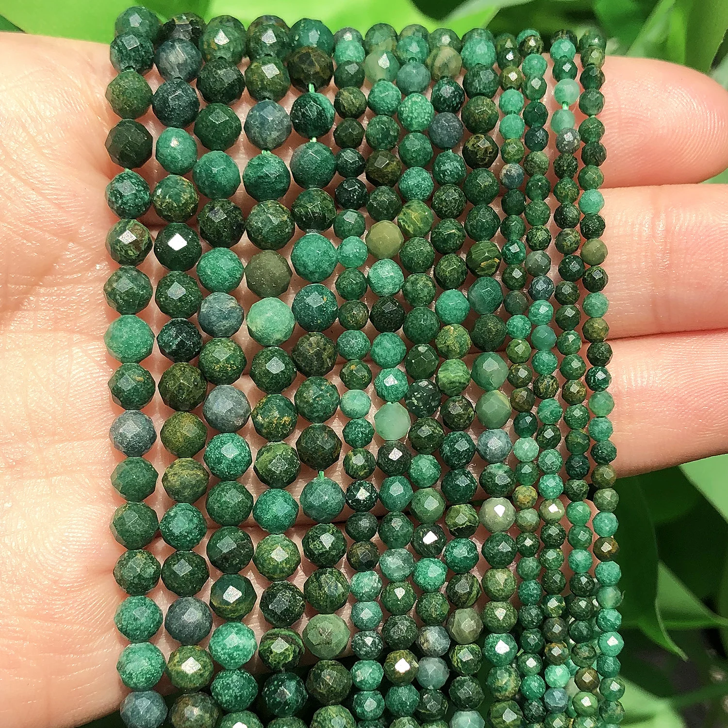 Natural 2mm 3mm 4mm Faceted Euchlorite Mica Round Tiny Beads Diy Loose Spacer Beads for Jewelry Making Beading Accessories