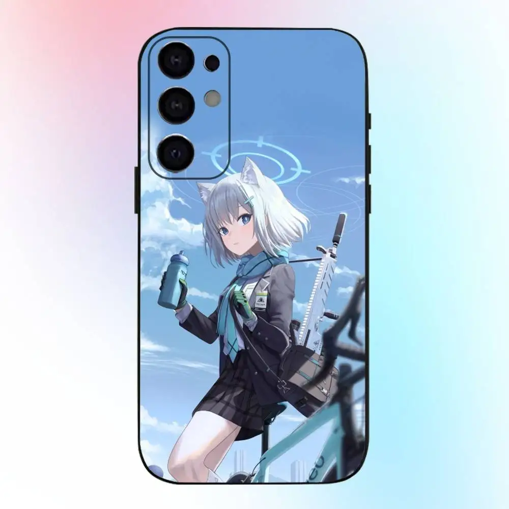 Funda de teléfono azul S-Shiroko A-Archive para Samsung S25,S24,S21,S22,S23,S30,Ultra,S20,Plus,Fe,Lite,Note,10,9,5G cubierta negra