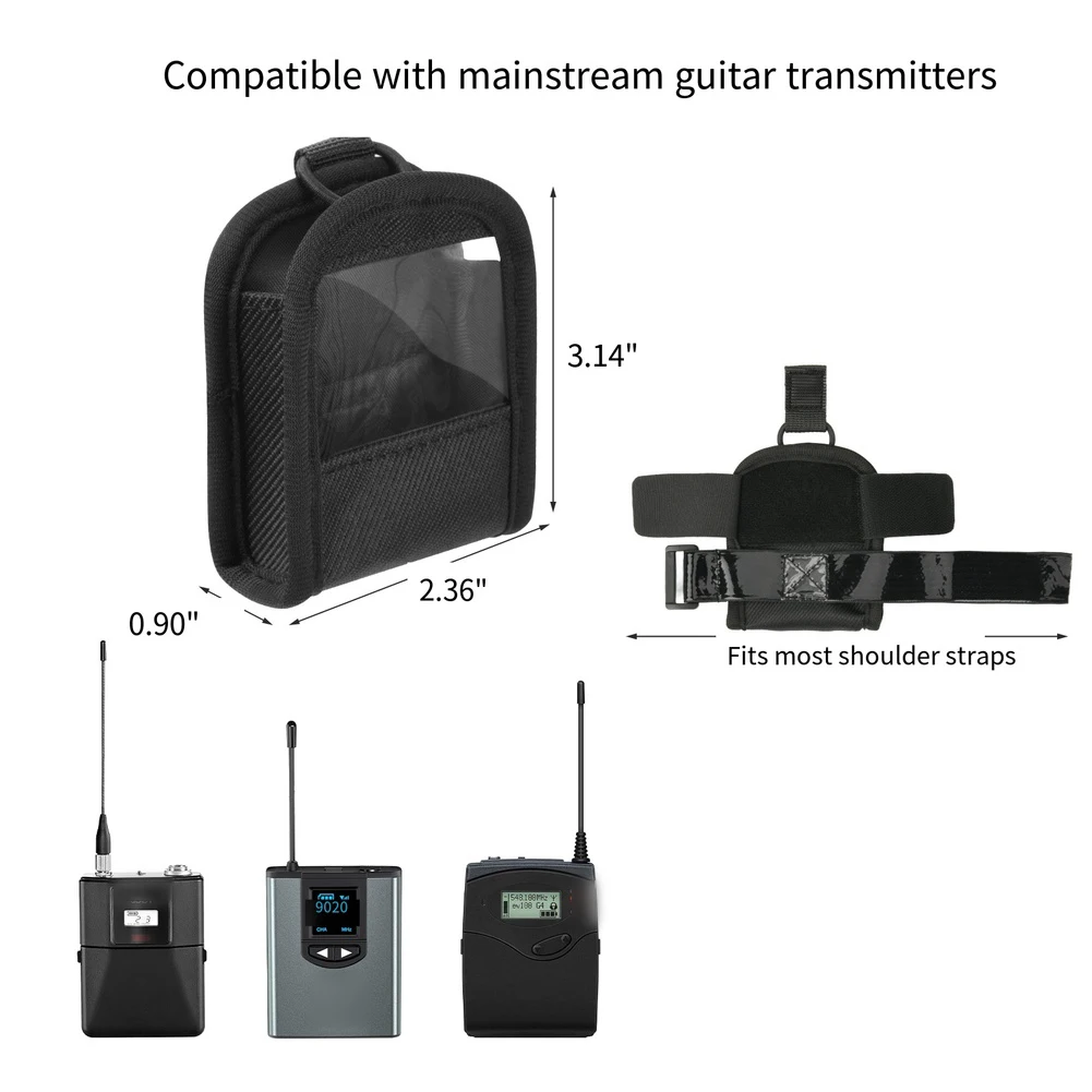 Portable Nylon Bodypack Transmitter Case with Anti Slip Design and Transparent Display for Easy Access and Monitoring