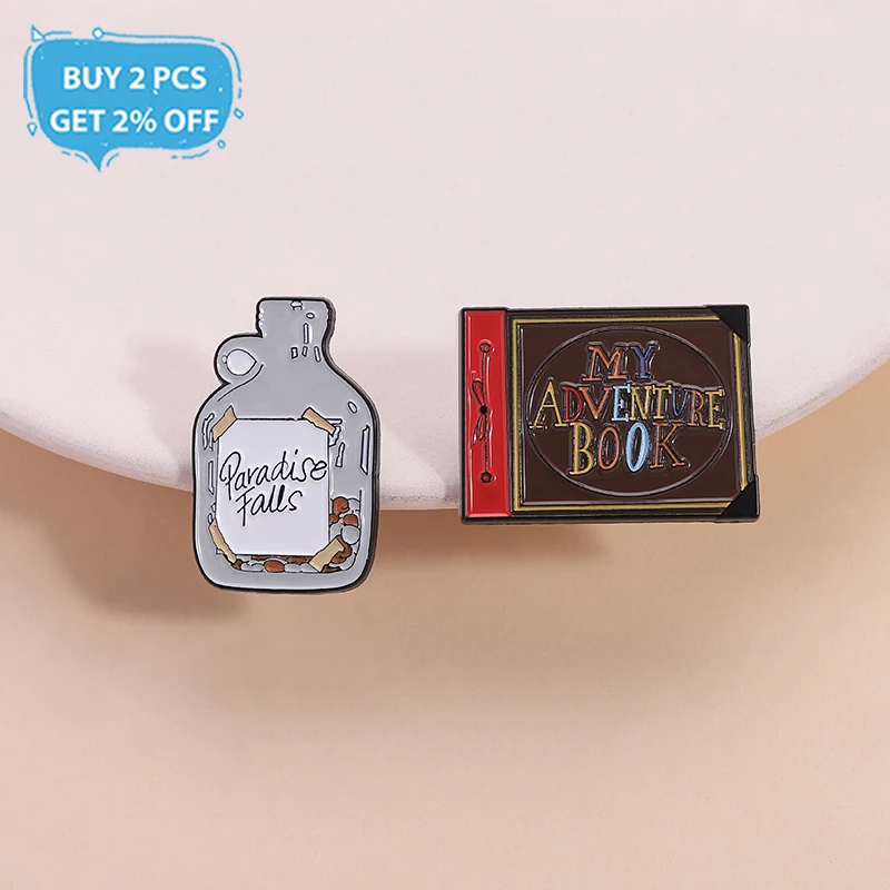 Paradise Falls Jar Enamel Pins Pixar Movie My Adventure Book Cartoon Animation Brooch Lapel Badge Jewelry Gift for Kids Friends