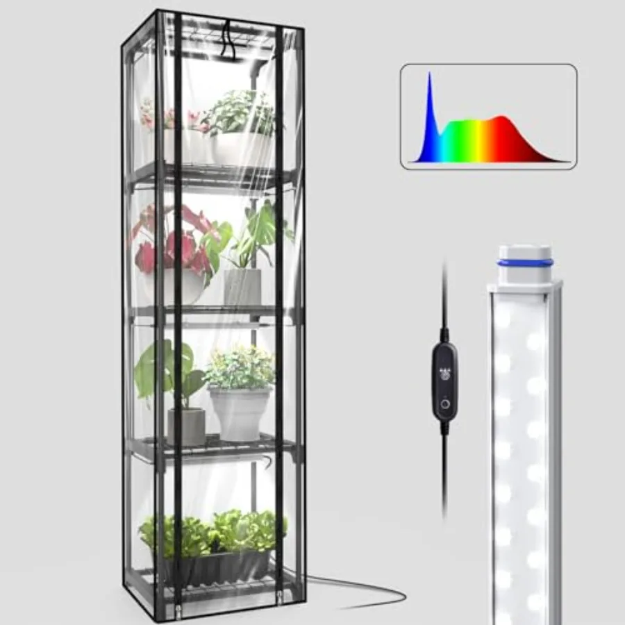 

Indoor Greenhouse with 4 Pack 36W Grow Lights for Indoor Plant Seed Start Seedling Seed Trays 11.8 W x 15.7 L x 59 H Transparen
