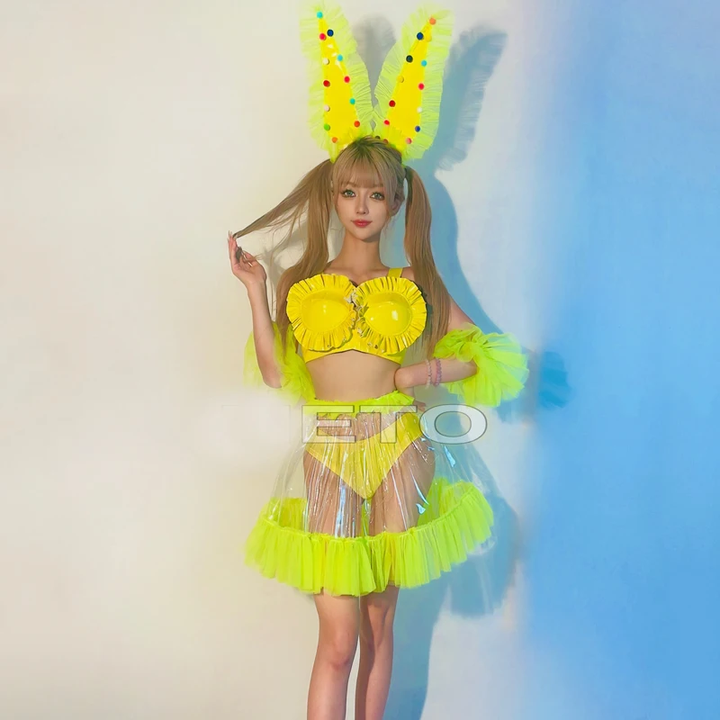 Strój Cosplay Jazzowy Damski Fluorescencyjne Kolory Festiwalowy Strój Barowy Klubowy Ds Dj Gogo Kostium Sceniczny Rave XS8467