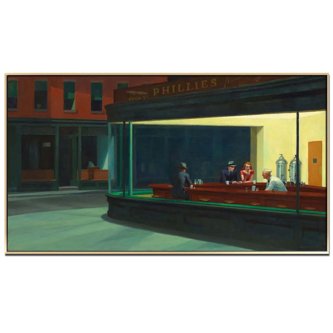 Hand-painted high quality reproduction of Nighthawks by Edward Hopper cityscape oil painting Decorative picture for Coffee house