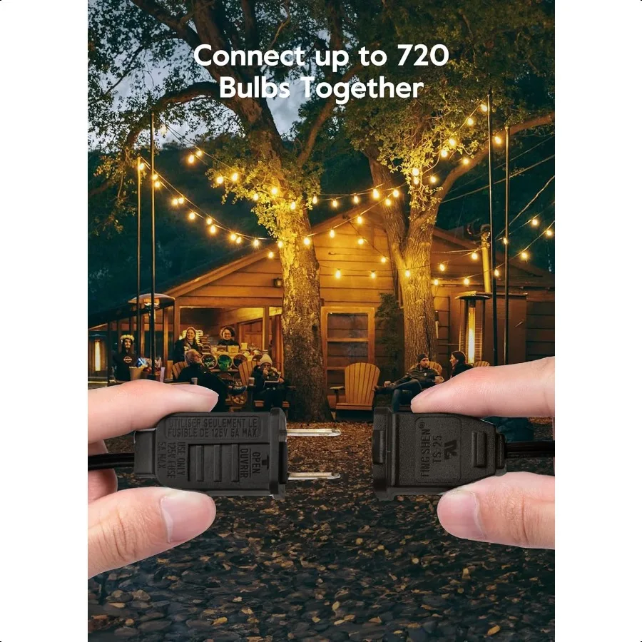 Guirlande lumineuse d'extérieur, 50 pieds, 25 ampoules G40, incassable, pour Patio, étanche IP65, variable, suspendue, Globe connecté, LED, extérieur
