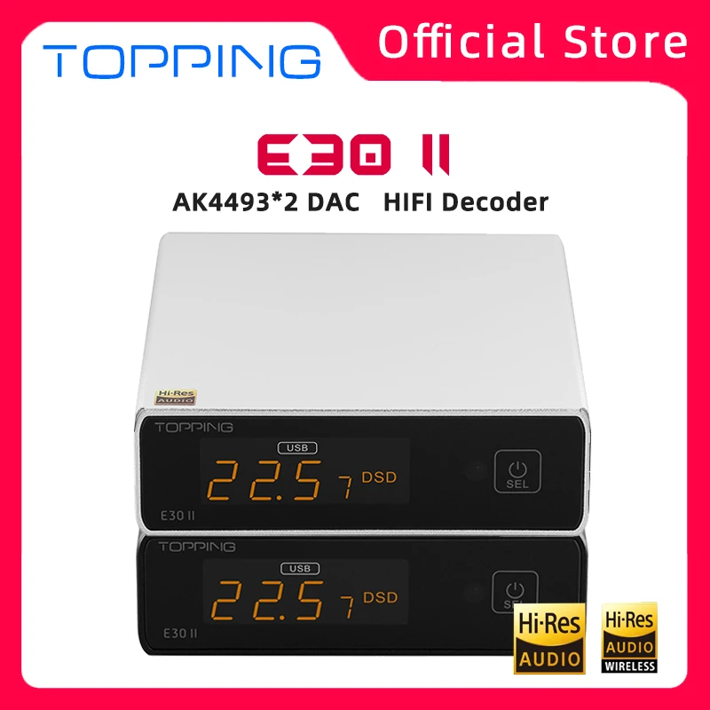 TOPPING e30ii 2 E30 II DAC dekoder audio AK4493 XU208 32BIT/768K DSD512 obsługa dotykowa z pilotem L30 HIFI oryginał