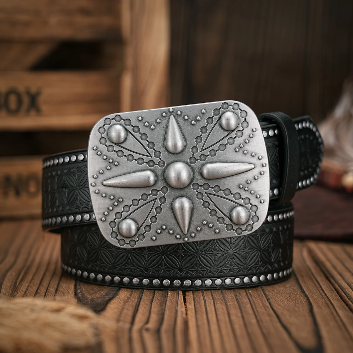 Unisex Western Style 3.8cm Wide PU Leather Belt with 3D Embossed Design - Durable & Stylish for Men & Women