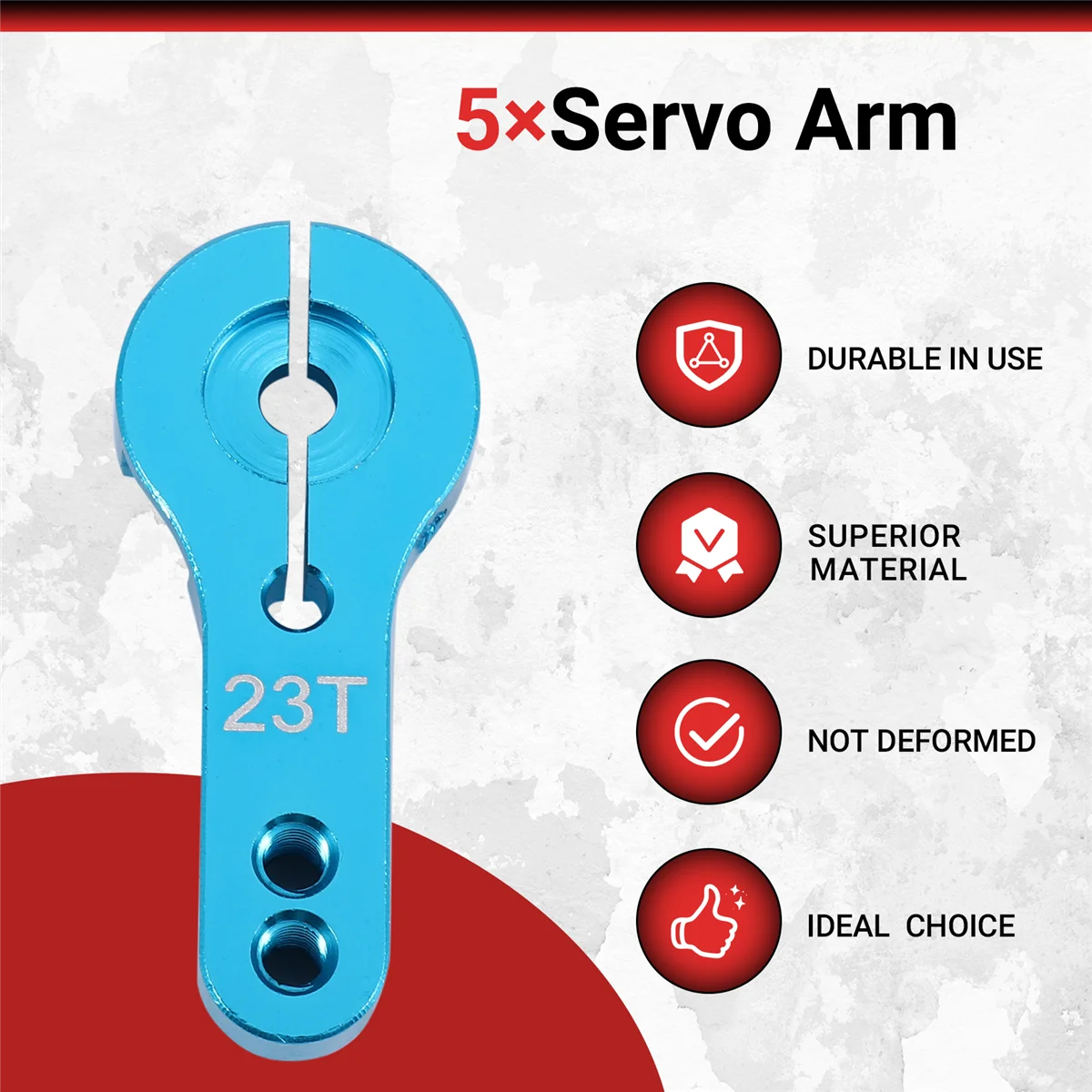 5ชิ้น23ตันแตรแขนเซอร์โวโลหะพร้อมสกรูสำหรับ1/2อุปกรณ์อะไหล่ mobil RC