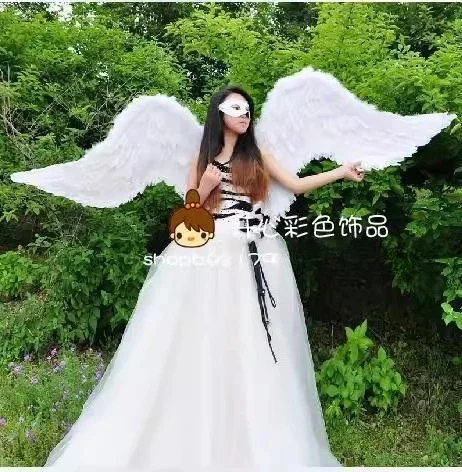 2m Oversized White Feather Angel Wings Car Model Fashion Show Stage Performance Props Shooting Backboard Acessories