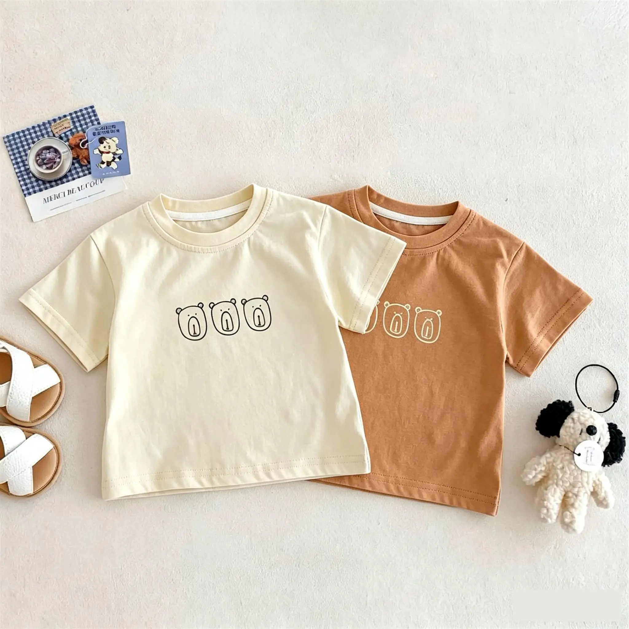 Solid Color Simple Kids T-shirt Summer Clothing Baby Girls Short Sleeve Tees Tops Children Clothes Round Collar Loose T Shirts