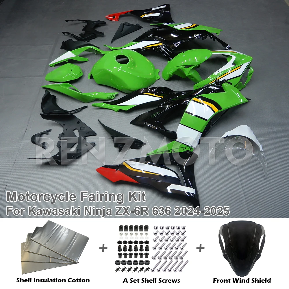 

For Kawasaki ZX6R 636 ZX-6R 2024 2025 Motorcycle Plastic Shell Fairing Bodywork Set ZX636 ZX-6R ZX 6R Green, Black, White