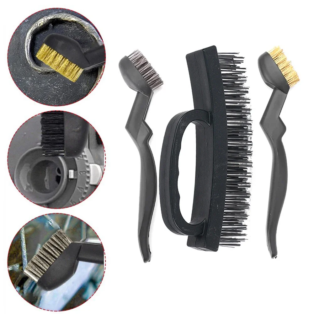 3Pcs Copper Steel Wire Cleaning Brush Rust Remover For Brickworks Paint Removal Manual Cleaning And Maintenance Tool