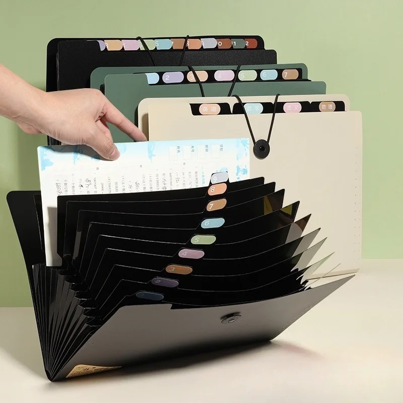 

High-Quality Black File Folder with 5 Sections And Handle, Color-Coded Dividers for Easy Sorting, for office and school students