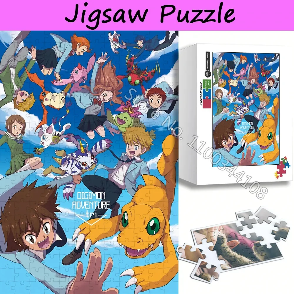 Digimon Adventure Jigsaw Puzzle pour enfants, Anime Digital Monster Toys, Intelligence Game, 300 PCs, 500/1000 PCs