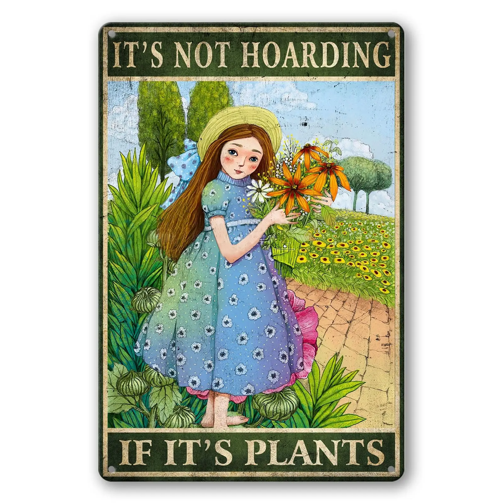 Garden Tin Sign Vintage Plants Wall Poster It;s Not Hoarding If It;s Plants Sign Fairycore Room Decor Metal Garden Wall Art Plan