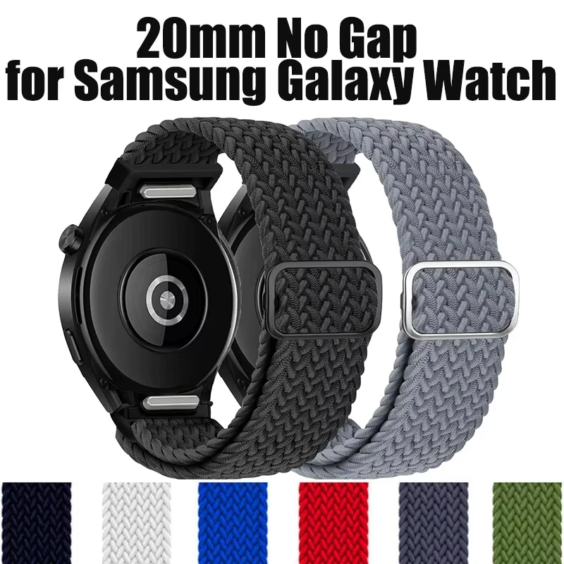 Braided Solo Strap For Samsung Galaxy Watch 7 6 4 Classic 5 pro 44mm 40mm 47mm 43mm 20mm No Gaps Bracelet Galaxy Watch 7 6 5Band