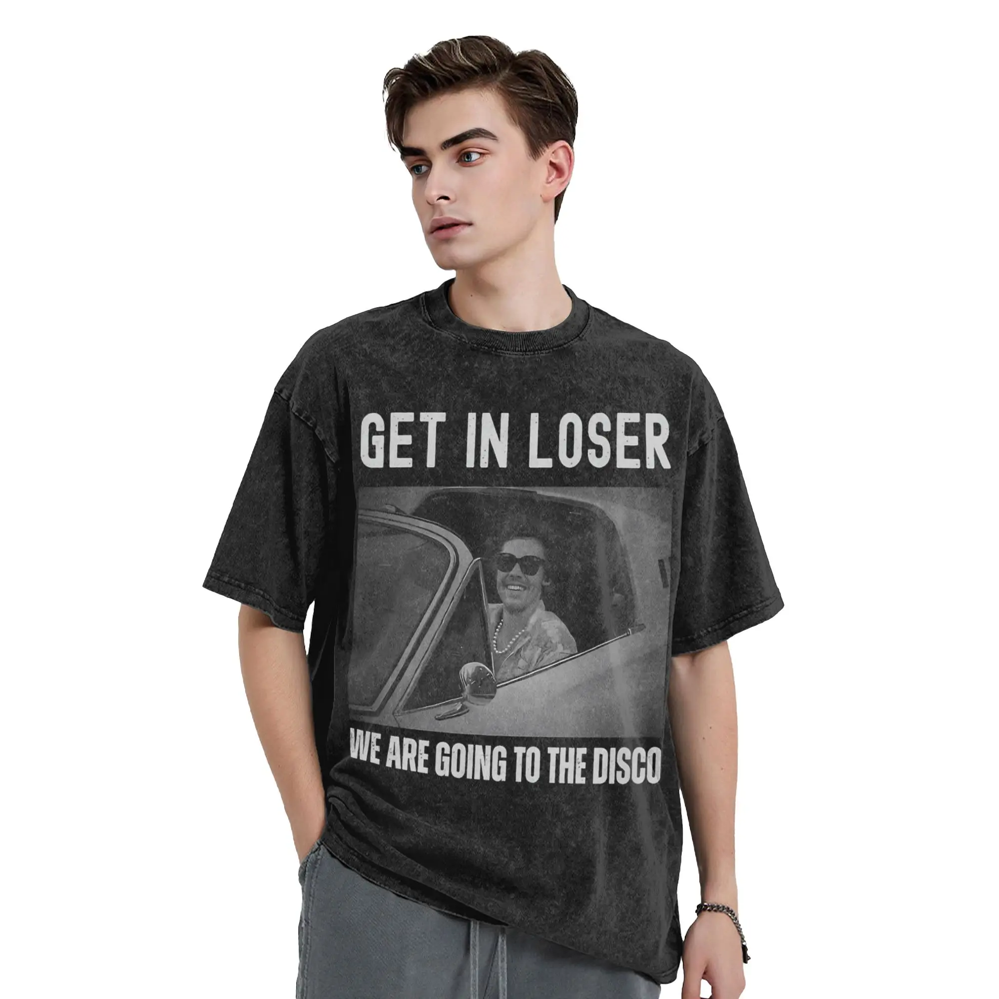 Harrys Styles Kiss All The Time Disco T Shirt Hip Hop Washed Harajuku T-Shirt Vintage Men Women Tops Streetwear Printed Tees
