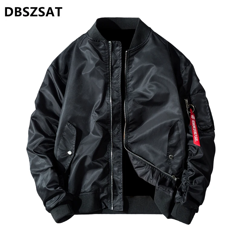 Primavera outono jaqueta piloto dos homens cor sólida jaqueta de vôo beisebol masculino militar bomber varsity tamanho grande M-4XL outerwear