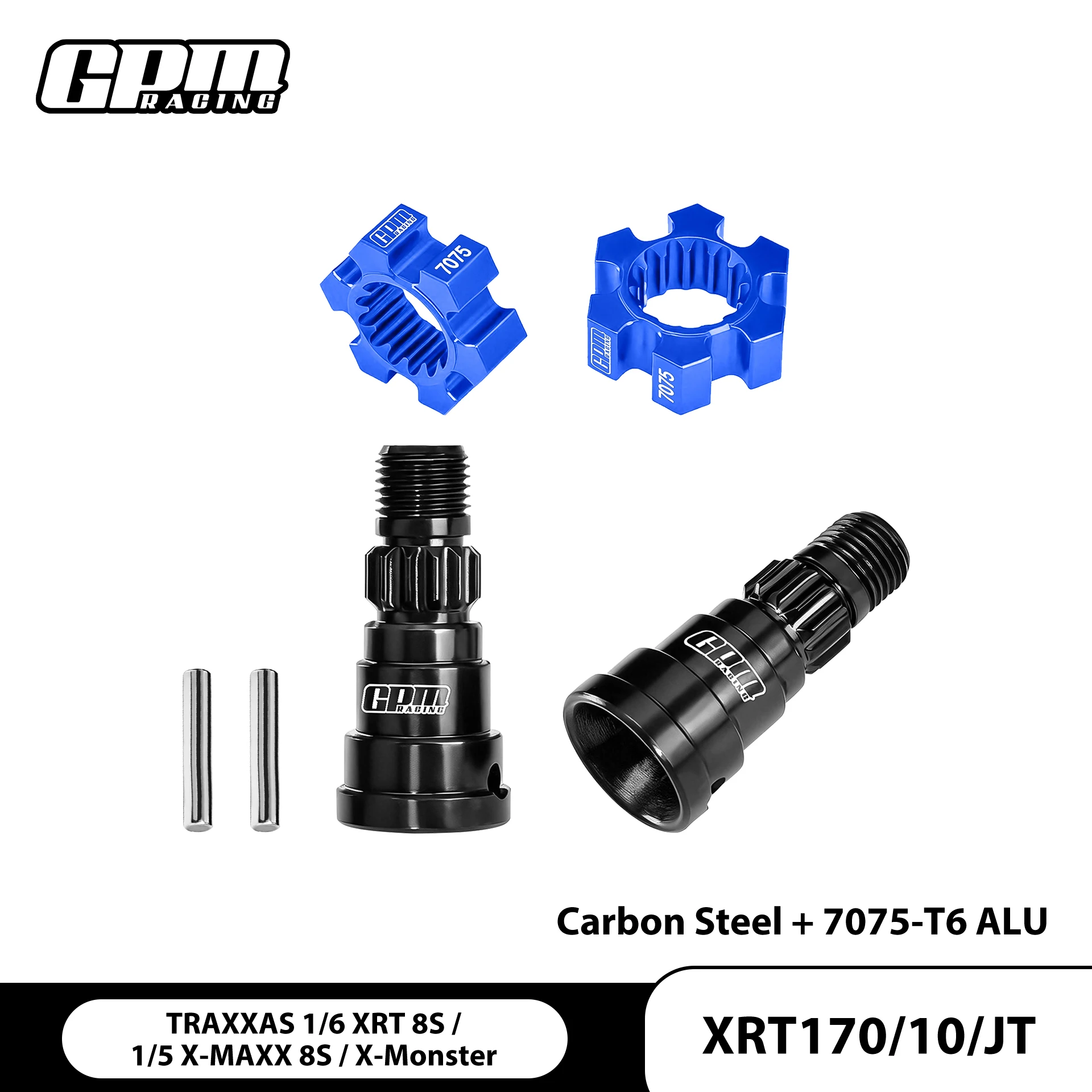 

GPM High Carbon Steel Front/Rear CVD Joints+Alu7075 Wheel Hex Hubs XRT X-Maxx 8S